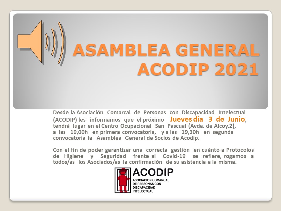 Asamblea General de Socios de Acodip Junio 2021